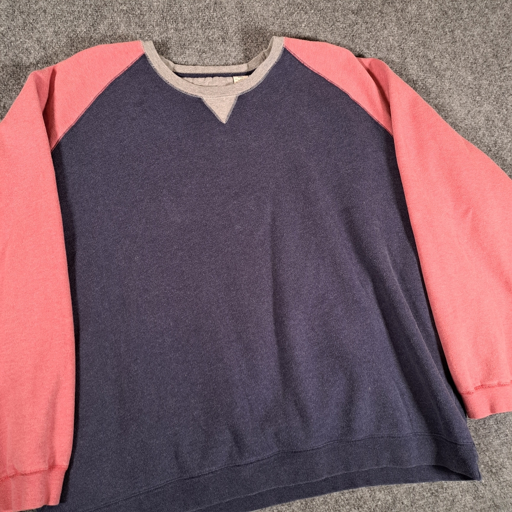Orvis Men Sweatshirt 2XL Raglan Colorblock Red Navy Fly Fishing Pima Cotton READ